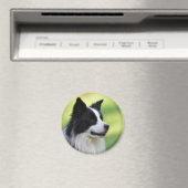 Schwarz-Weiß-Grenz-Hund Magnet (In Situ (Geschirrspüler))
