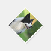 Schwarz-Weiß-Grenz-Hund Serviette (Ecke)