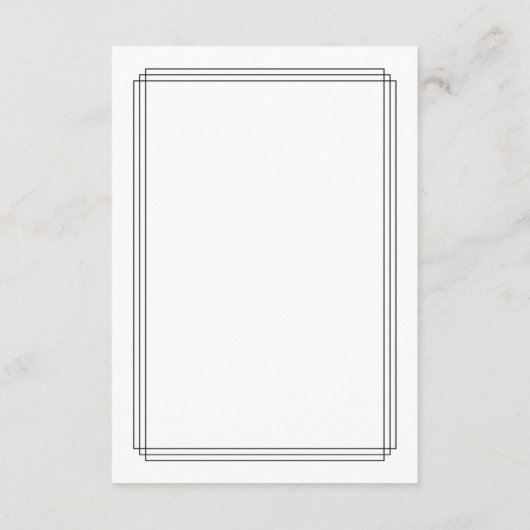 Schwarz-Weiß-Grenze Altes Geld Hochzeit Details Begleitkarte (Rückseite)