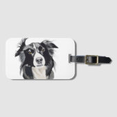 Schwarz-Weiß-Grenze - Collie Gepäckstück - neu Gepäckanhänger (Vorderseite (Horizontal))