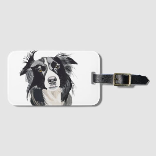 Schwarz-Weiß-Grenze - Collie Gepäckstück - neu Gepäckanhänger (Vorderseite (Horizontal))