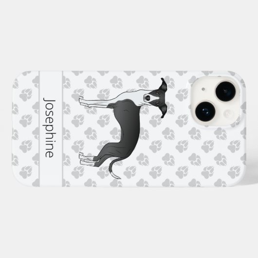 Schwarz-Weiß-Greyhound mit Individuelle Name Case-Mate iPhone Hülle (Rückseite (Horizontal))