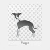 Schwarz-Weiß-Greyhound mit Individuelle Name Fleecedecke (Vorderseite)