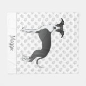 Schwarz-Weiß-Greyhound mit Individuelle Name Fleecedecke (Vorderseite (Horizontal))