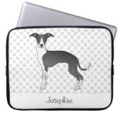 Schwarz-Weiß-Greyhound mit Individuelle Name Laptopschutzhülle (Vorderseite)