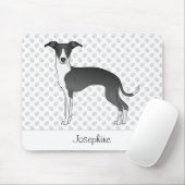 Schwarz-Weiß-Greyhound mit Individuelle Name Mousepad (Mit Mouse)