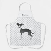 Schwarz-Weiß-Greyhound mit Individuelle Name Schürze (Vorderseite)