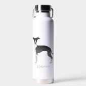 Schwarz-Weiß-Greyhound mit Individuelle Name Trinkflasche (Vorne)