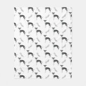 Schwarz-Weiß-Greyhound-Muster und Name Fleecedecke (Vorderseite)