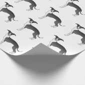 Schwarz-Weiß-Greyhound-Niedlich-Hundsmuster Geschenkpapier (Ecke)