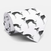 Schwarz-Weiß-Greyhound-Niedlich-Hundsmuster Krawatte (Gerollt)