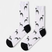 Schwarz-Weiß-Greyhound-Niedlich-Hundsmuster Socken (Linkes Detail)