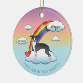Schwarz-Weiß-Greyhound-Rainbow-Gedenkstätte Keramik Ornament (Links)
