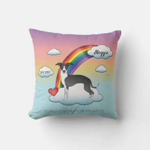 Schwarz-Weiß-Greyhound-Rainbow-Gedenkstätte Kissen