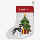 Schwarz-Weiß Greyhound & Weihnachtsbaum Kleiner Weihnachtsstrumpf (Rückseite)