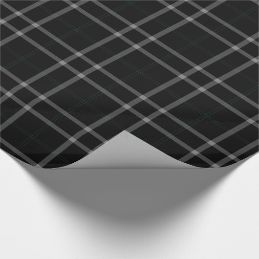 Schwarz-weiß Grid Tartan Kariert Geschenkpapier (Ecke)