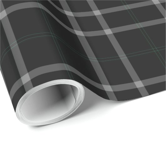 Schwarz-weiß Grid Tartan Kariert Geschenkpapier (Rolleneckpunkt)