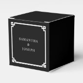 Schwarz-Weiß-Griechische Schlüsselhochzeit Geschenkschachtel (Vorderseite)