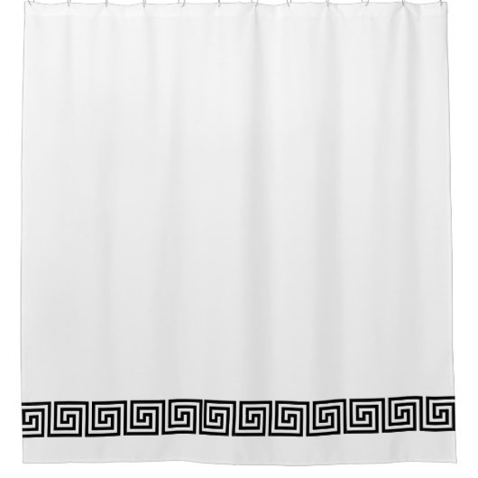 Schwarz-Weiß-griechischer Schlüssel Duschvorhang (Vorderseite)
