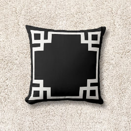 Schwarz-Weiß-griechischer Schlüssel Kissen