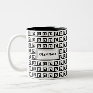 Schwarz-weiß griechisches geometrisches Muster Zweifarbige Tasse
