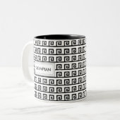 Schwarz-Weiß-Griechisches Geometrismuster Zweifarbige Tasse (Vorderseite Links)
