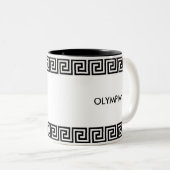 Schwarz-Weiß-Griechisches Muster Personalisiert Zweifarbige Tasse (VorderseiteRechts)