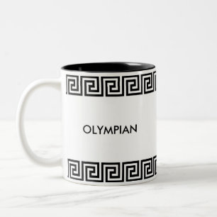Schwarz-weiß griechisches personalisiertes Muster Zweifarbige Tasse