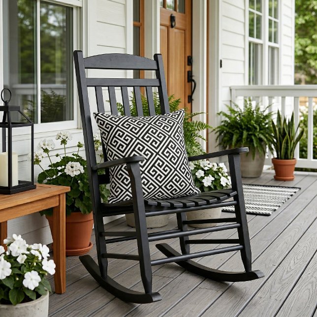 Schwarz-Weiß-Griechisches Schlüsselmuster Kissen (Von Creator hochgeladen)