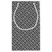 Schwarz-Weiß-Griechisches Schlüsselmuster Kleine Geschenktüte (Rückseite)