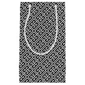 Schwarz-Weiß-Griechisches Schlüsselmuster Kleine Geschenktüte (Vorderseite)