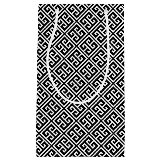 Schwarz-Weiß-Griechisches Schlüsselmuster Kleine Geschenktüte (Vorderseite)