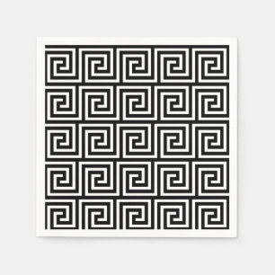 Schwarz-Weiß-Griechisches Schlüsselmuster Serviette