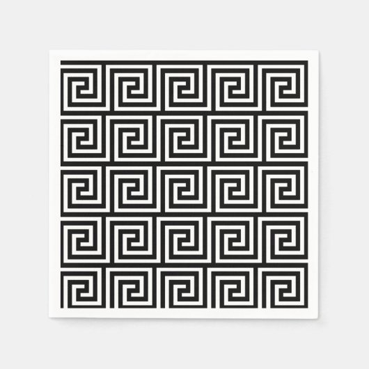 Schwarz-Weiß-Griechisches Schlüsselmuster Serviette (Vorderseite)