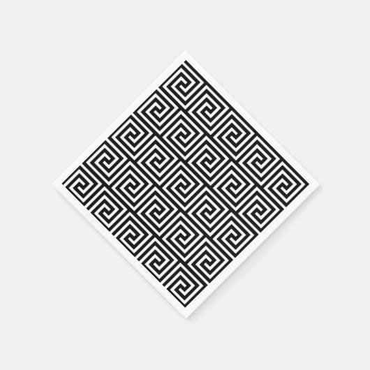 Schwarz-Weiß-Griechisches Schlüsselmuster Serviette (Ecke)