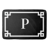 Schwarz-Weiß-Grieß-Rahmen-Monogramm groß Badematte (Vorderseite)