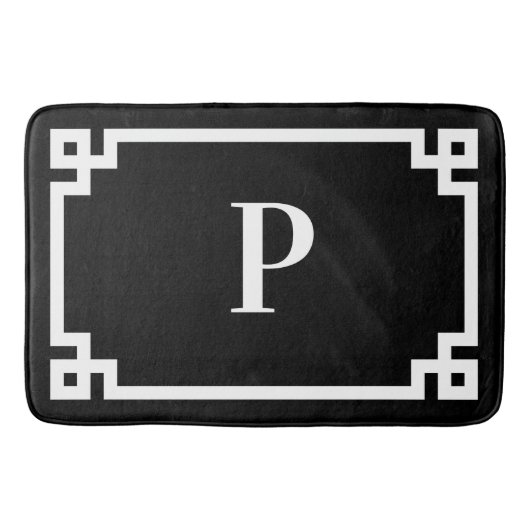 Schwarz-Weiß-Grieß-Rahmen-Monogramm groß Badematte (Vorderseite)