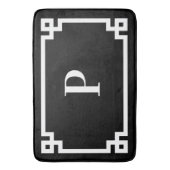 Schwarz-Weiß-Grieß-Rahmen-Monogramm groß Badematte (Vorderseite Vertikal)