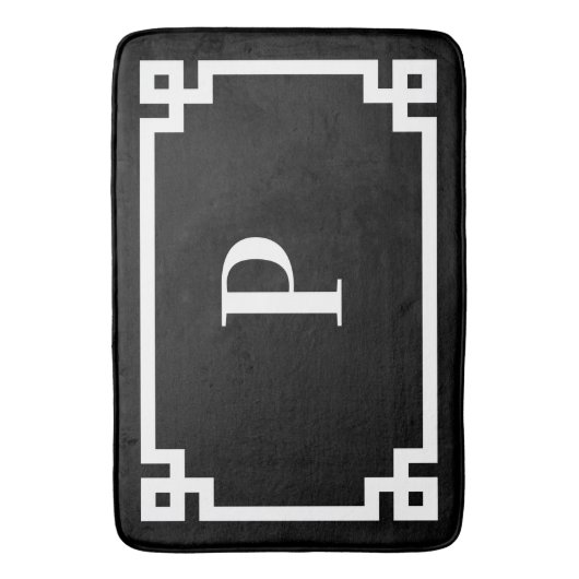 Schwarz-Weiß-Grieß-Rahmen-Monogramm groß Badematte (Vorderseite Vertikal)