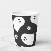 Schwarz-Weiß-Groovy-Geist und Blume Papiertasse Pappbecher (Vorderseite)