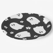 Schwarz-Weiß-Groovy-Geist und Blume Pappteller (Schrägansicht)