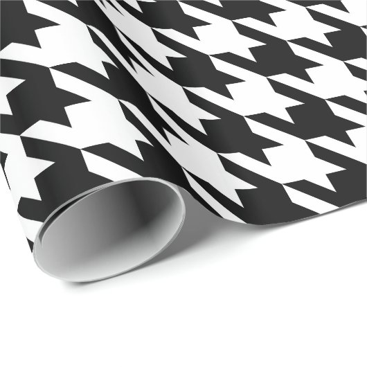 Schwarz-Weiß-Groß-Hahnentrittmuster Geschenkpapier (Rolleneckpunkt)