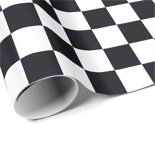 Schwarz-Weiß-Groß-Schachbrett Geschenkpapier (Rolleneckpunkt)