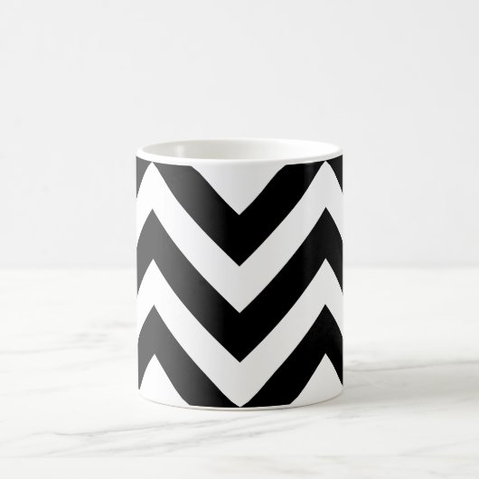 Schwarz-Weiß-Groß-Zickzack Muster Kaffeetasse (Mittel)