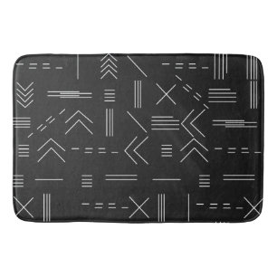 Schwarz Weiß Großartige moderne geometrische Muste Badematte