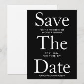 Schwarz-Weiß-Großbuchstaben Moderne Save the Date (Vorne/Hinten)