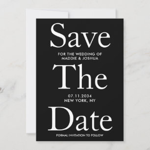 Schwarz-Weiß-Großbuchstaben Moderne Save the Date