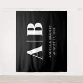 Schwarz-Weiß-Große Briefe Hochzeitsmonogramm Wandteppich (Vorderseite)