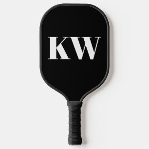 Schwarz Weiß Große Monogrammierte Initialen Person Pickleball Schläger
