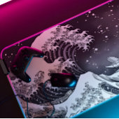 Schwarz-Weiß-Große Welle Schreibtischunterlage